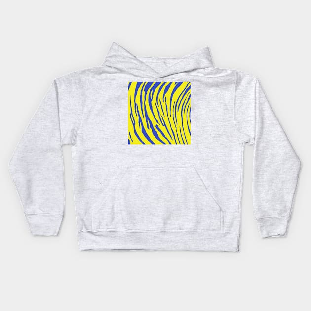 Tiger Stripes Yellow Blue Kids Hoodie by BlakCircleGirl